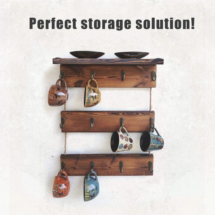 Wooden mug rack discount wall